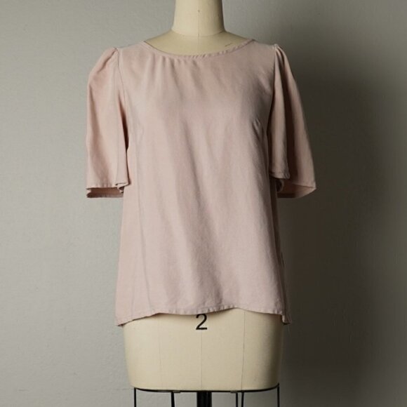 ✨4 for $20✨ Shell N Puffed Wide Sleeves Loose Top Pink S Work Office Casual - Picture 2 of 4
